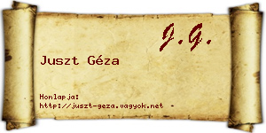 Juszt Géza névjegykártya